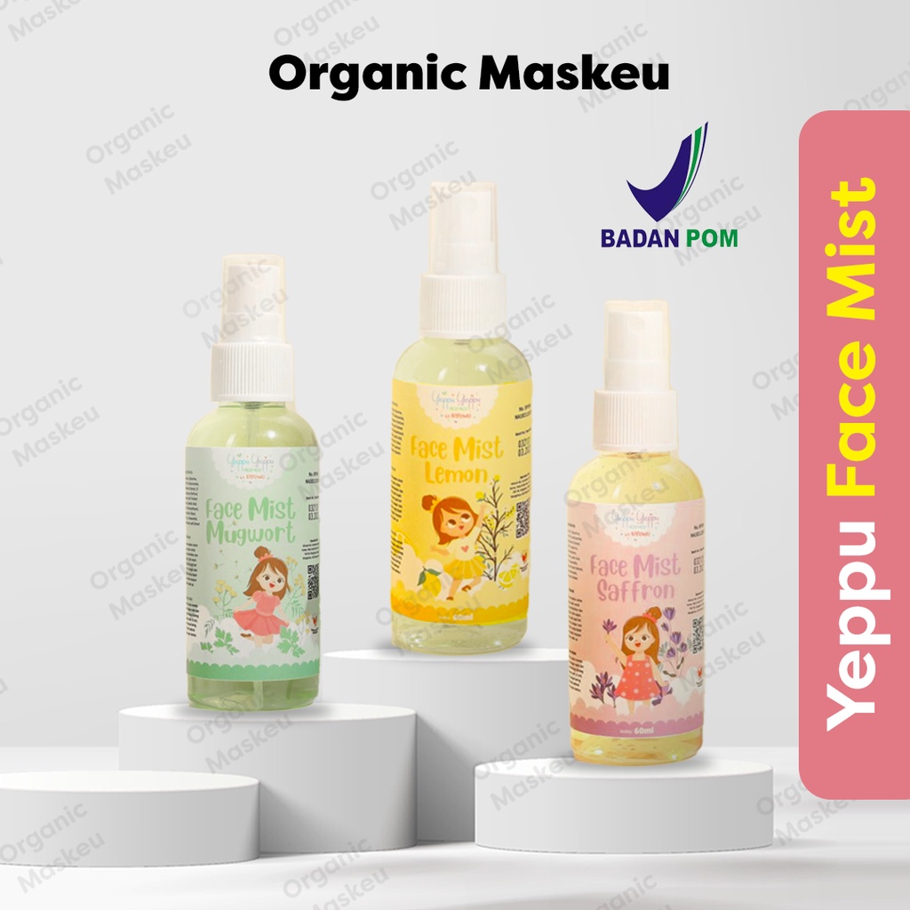 (BPOM) DISTRIBUTOR YEPPU YEPPU FACE MIST/AIR CAMPURAN MASKER VARIAN LEMON ROSE MUGWORT WATER 60ML