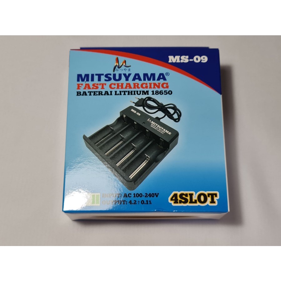 Barangunik2021-Alat Cas Baterai Lithium 18650 4 Slot Charging Mitsuyama MS-09 Kabel