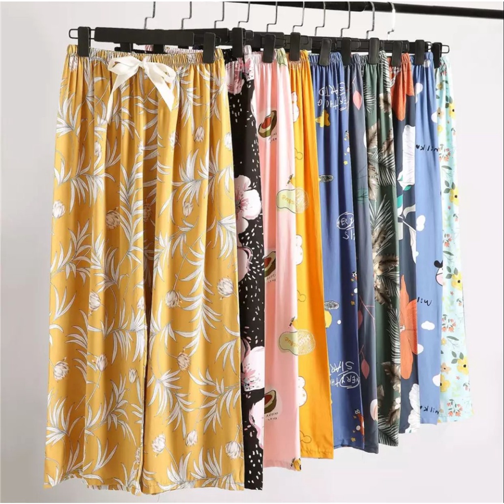 (COD) OH Fashion Janice Long Kulot Pants Printing Harga Spesial #7340 / #7408