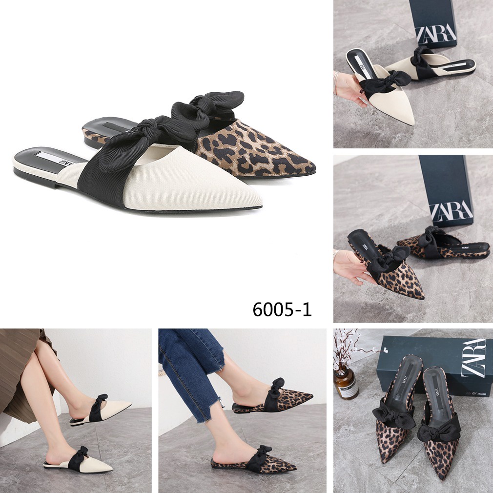 ZR Flat Mules With Bow Detail on the Front #6005-1