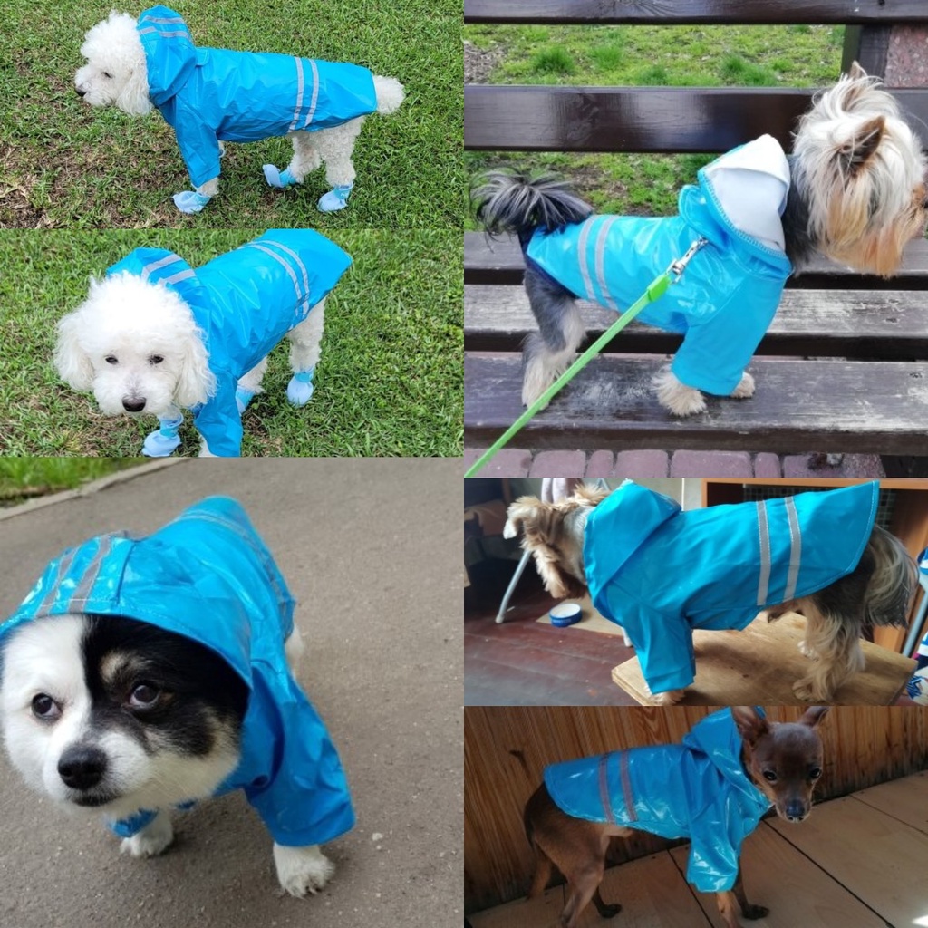 ★〓YUFeiPet〓★ Dog Waterproof Raincoat PU Reflective Stripe Hoody Teddy Pet Clothes Pet Supplies