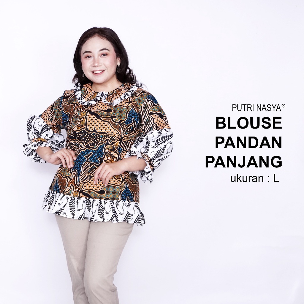 Blouse Batik Big Size LD 140 Wanita Atasan Batik Jumbo S-M-L-XL-2L-3L-4L-5L-6L-7L Model Blus Jumbo Kerja Batik / Blus Batik Big Size Formal Seragam Kantor / Pakaian Batik Kekinian Model Terbaru