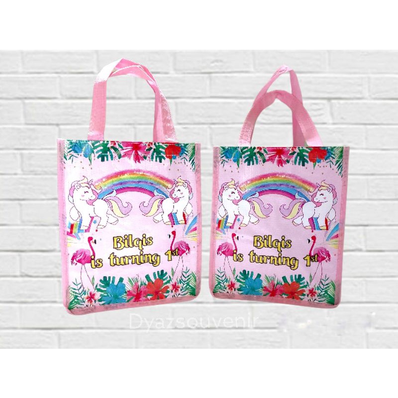 Tas mika tas ulang tahun internasional unicorn souvenir unicorn  goodie bag / souvenir / tote bag / 