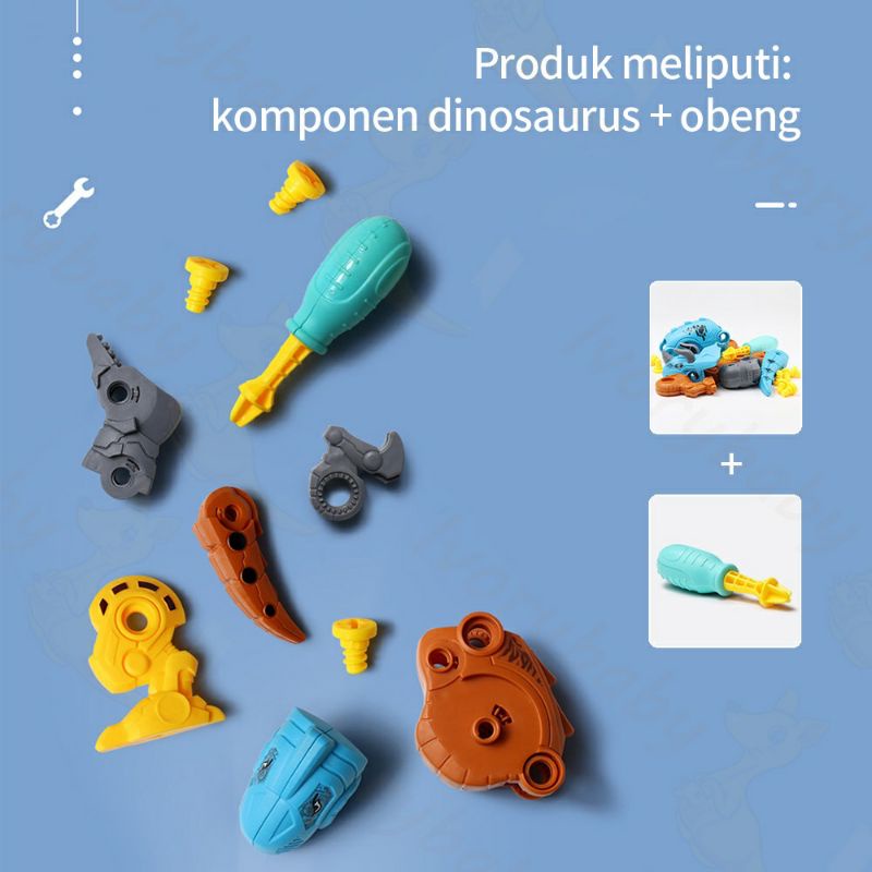 Ivorybaby Mainan bongkar pasang puzzle anak DIY assemble dino