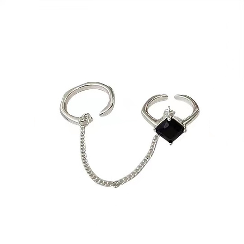 IFYOU 2pcs / set Cincin Jari Bentuk Hati Warna Hitam Gaya Korea Untuk Wanita