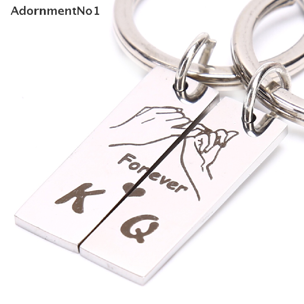 (AdornmentNo1) 2pcs / set Gantungan Kunci Motif Ukir Tulisan King / Queen Forever Untuk Pasangan / Pria / Wanita