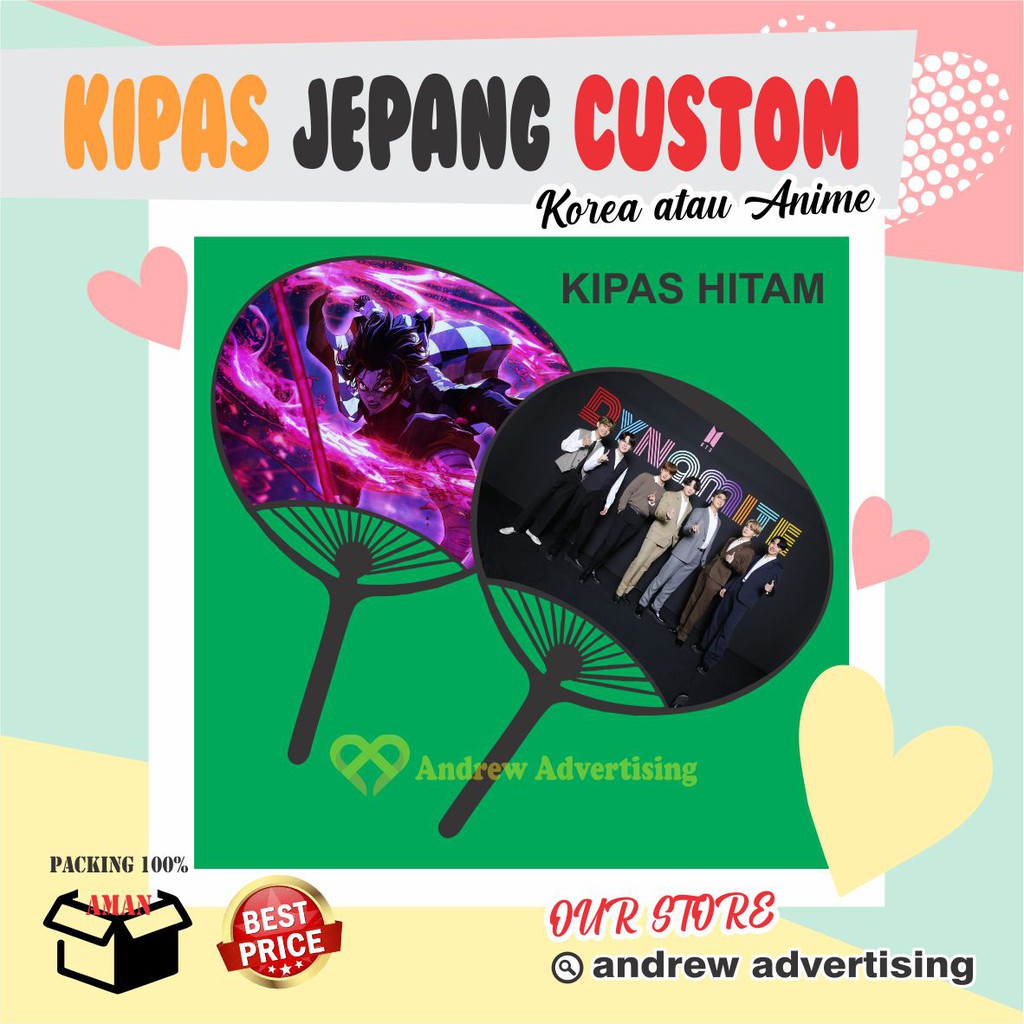 Kipas Jepang Custom Gambar Anime / KPOP model Kerang