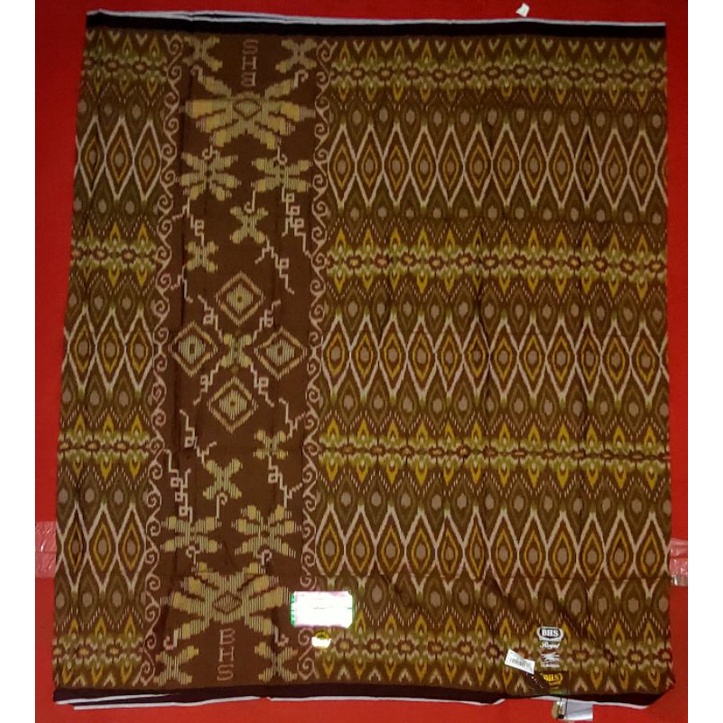 Sarung BHS Royal Gold Ikat Border Dua Warna Coklat