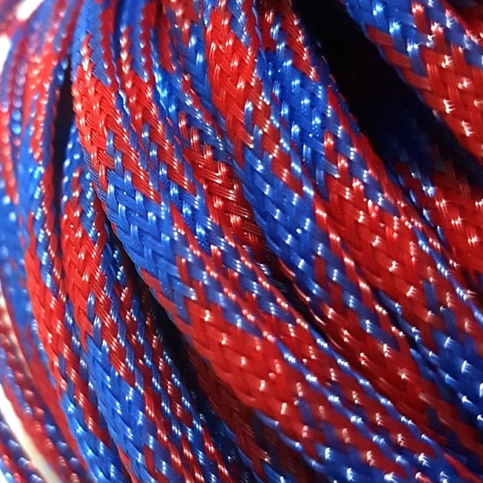 Pembungkus Kabel 8 mm Merah Biru Cable Sleeve braided nylon