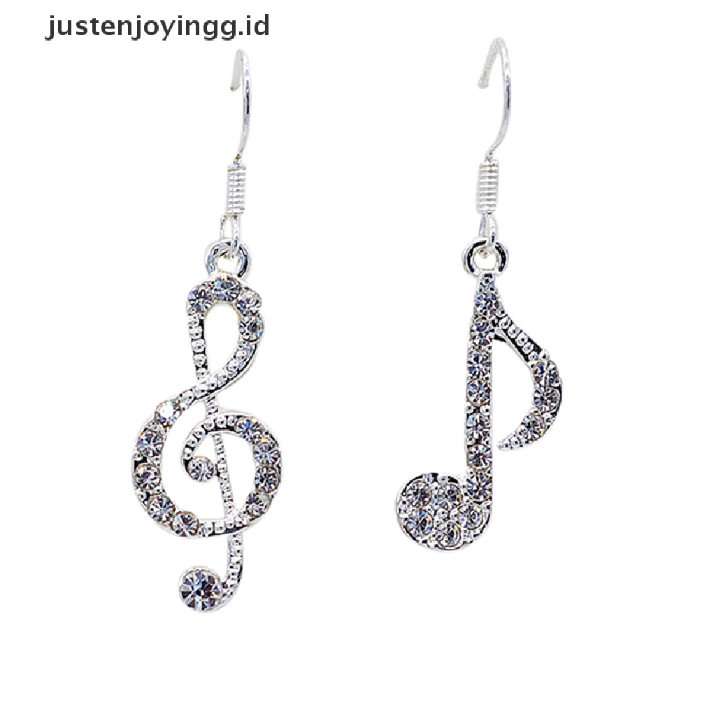 Anting Gantung Silver Model Not Musik Dengan Kristal Untuk Wanita