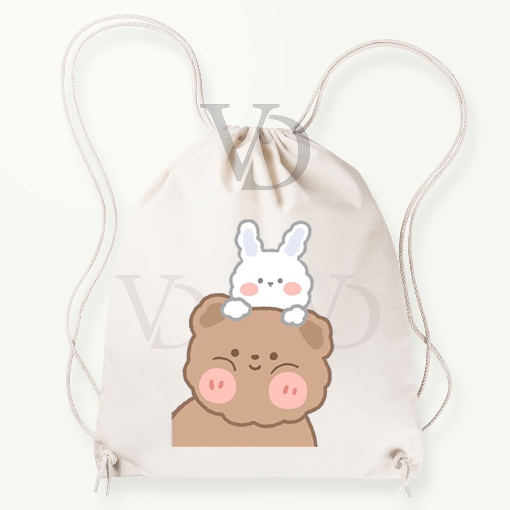 TOTE BAG KANVAS MOTIF beruang lucu / cute bear TOTE BAG / TAS BELANJA