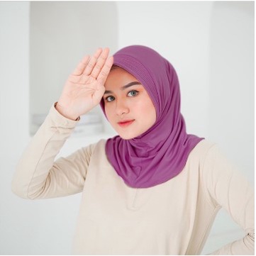 HIJAB BERGO SPORT/ HIJAB SPORTY KEKINIAN/ HIJAB INSTAN / HIJAB SPORTY INSTAN BISA COD-UNGU TUA