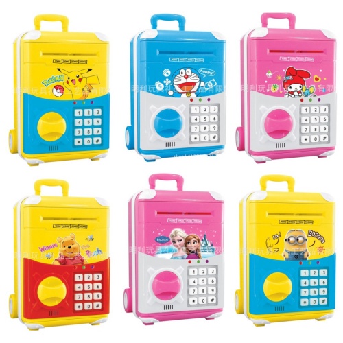 Celengan ATM Deposit Box Bank Brankas Uang Mainan / Uang Asli ATM Mini Karakter Model Koper