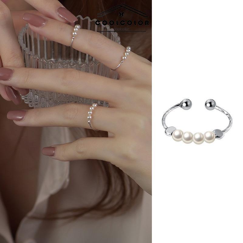 COD Cincin Mutiara Sederhana Wanita Premium Sense Retro Fashion Temperamen Cincin Pembuka- cl