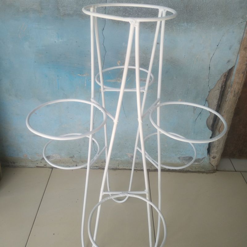 RAK BESI TANAMAN HIAS 3 LUBANG POT + RAK POT TANAMAN 3 SUSUN BAHAN BESI SEMI BAJA