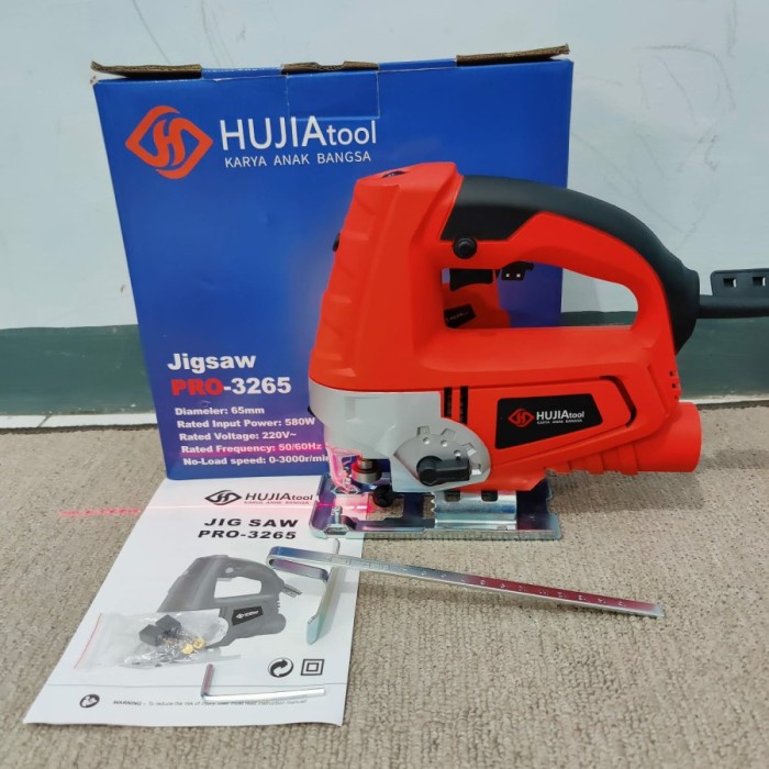 Mesin jigsaw hujia hb-3265 laser gergaji potong kayu ukir triplek 65mm