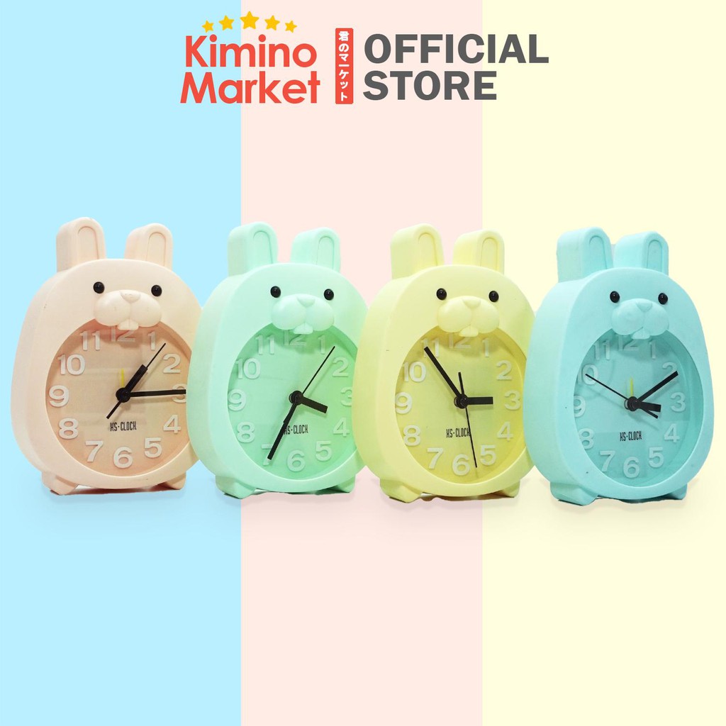 Jam Beker Meja Alarm Lucu Besar Kado Rabbit Kelinci Krem Hijau Tosca