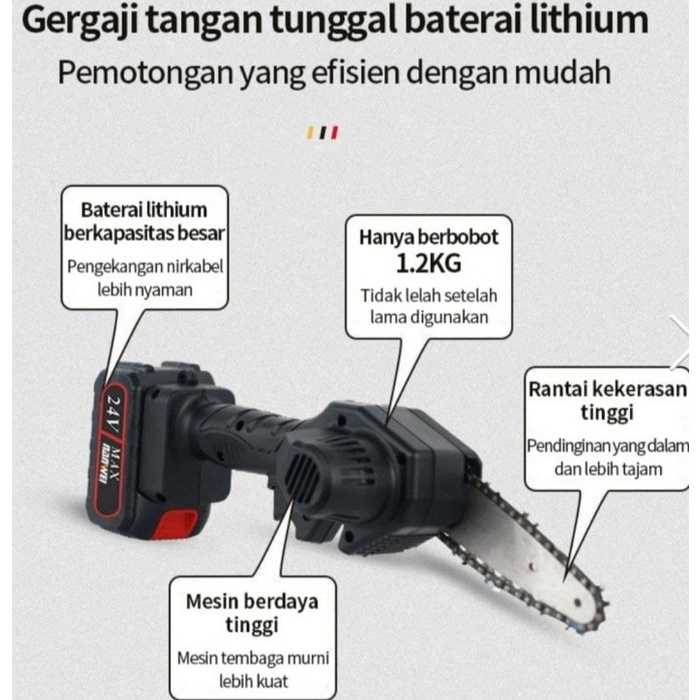 BAROKAH GAMIS Gergaji Listrik rantai elektrik mini 24v