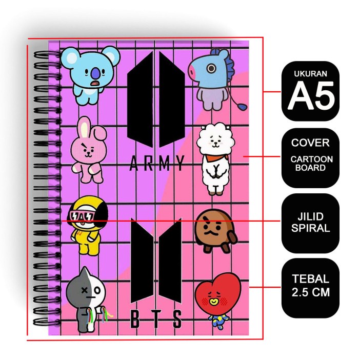

Sale Notebook Cover Tebal A5/Buku Kotak-Kotak Rulled/Spiral Kawat Bt21 03 Promo