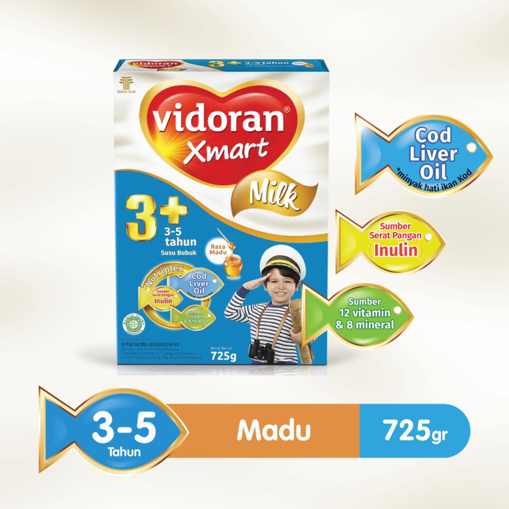 Vidoran Xmart Milk 1+ 3+ VANILA MADU 700gr Nutriplex (Promo)