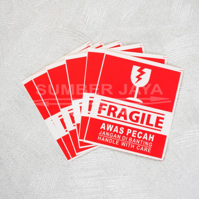 stiker fragile 8 x 9 isi 10 / awas kaca pecah / TERMURAH