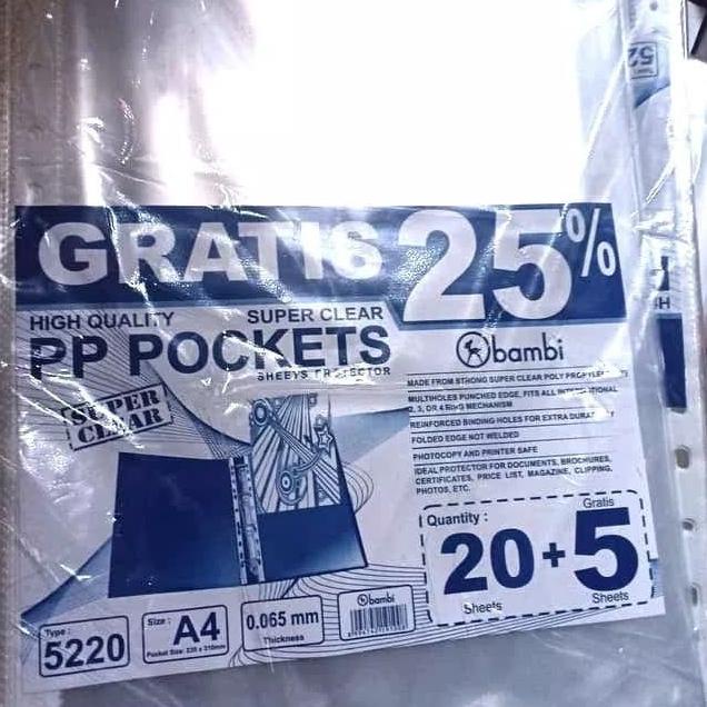 

♪ pp pocket bambi A4/F4 isi 25 - Ukuran A4 ♦