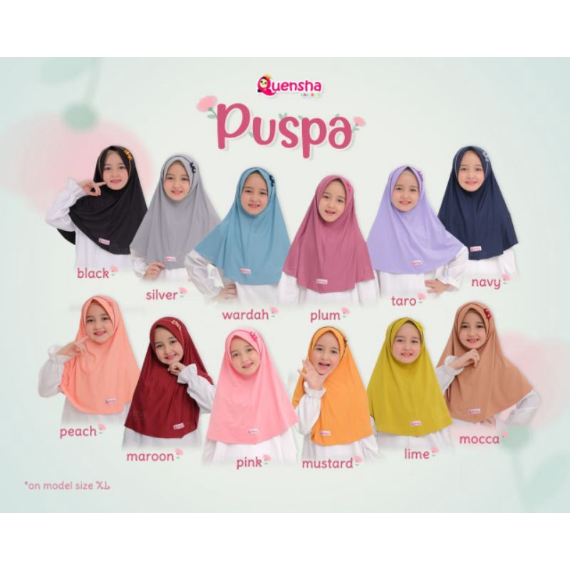 HIJAB PUSPA Quensha - Hijab anak 1- 10 tahun. Hijab sekolah. Hijab anak TPQ.