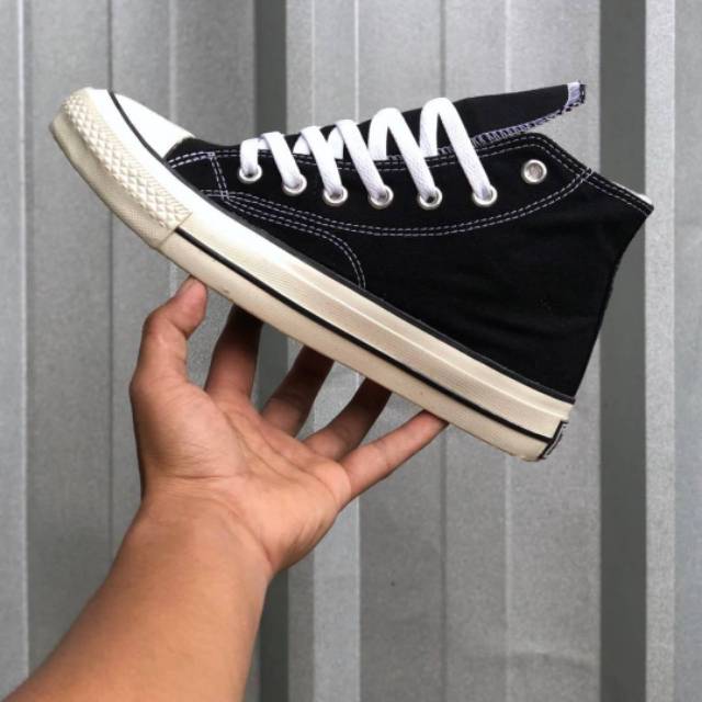 Sepatu Converse Chuck Taylor All Star 1970s 70s Seventies HI High Black Clear White Sole Egret BNIB