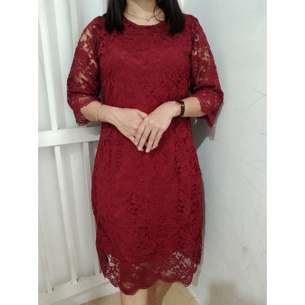 SALE... SALE... SALE DRESS bahan brokat lengan lurus