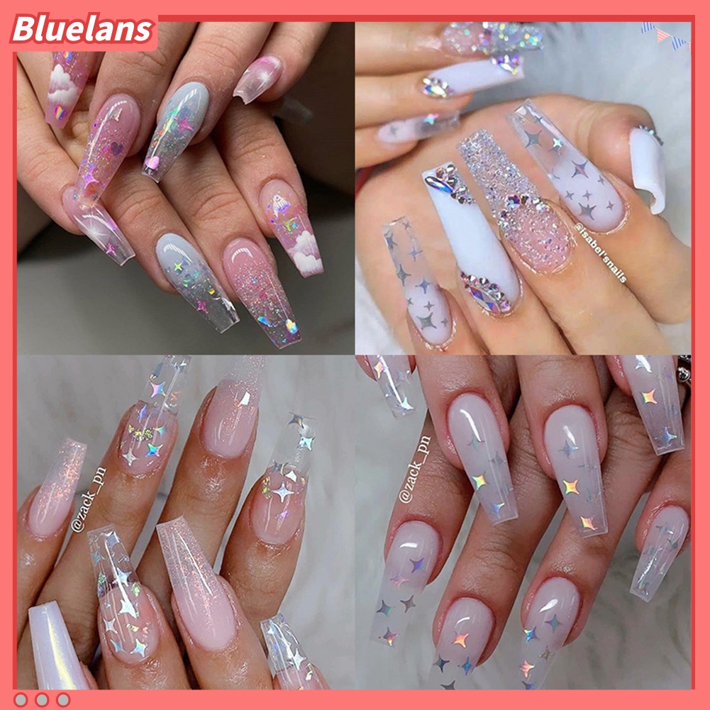 Bluelans Payet Glitter Bentuk Salib / Bintang / Kepingan Salju Untuk Dekorasi Nail Art 3D