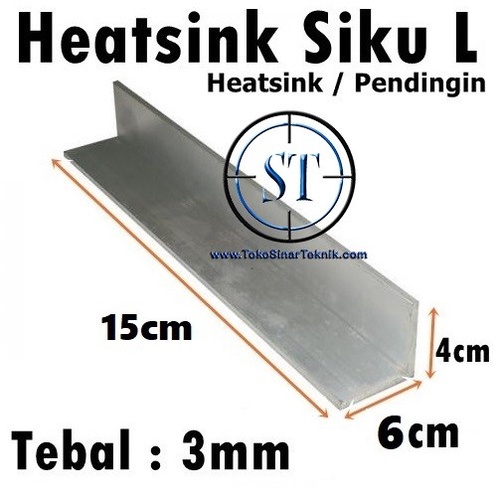 Heatsink Cooling Cooler Pendingin L Heat Sink Cooler Bentuk Siku Alumunium 4cm x 6cm x 15cm Tebal 3mm Led HPL Mesin Peltier