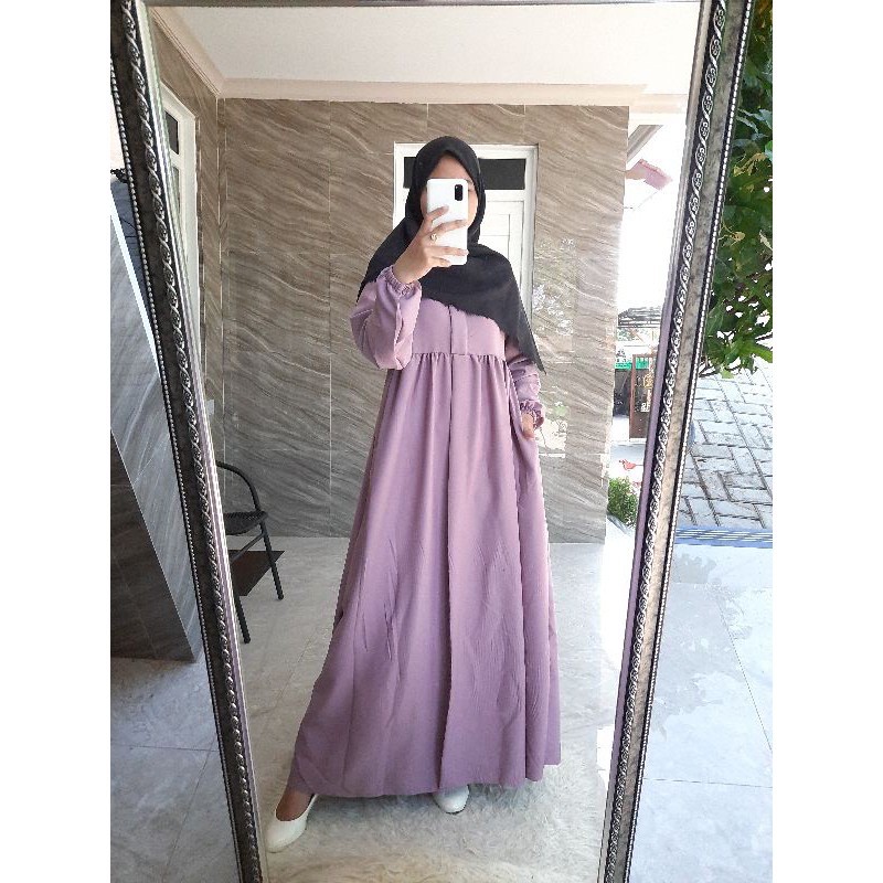 [Promo Flash sale] Gamis Babydol basic polos Ity crepe mewah Seri 1 size S-M-L-XL-XXXL By Delanijab-Basic Dusty ungu