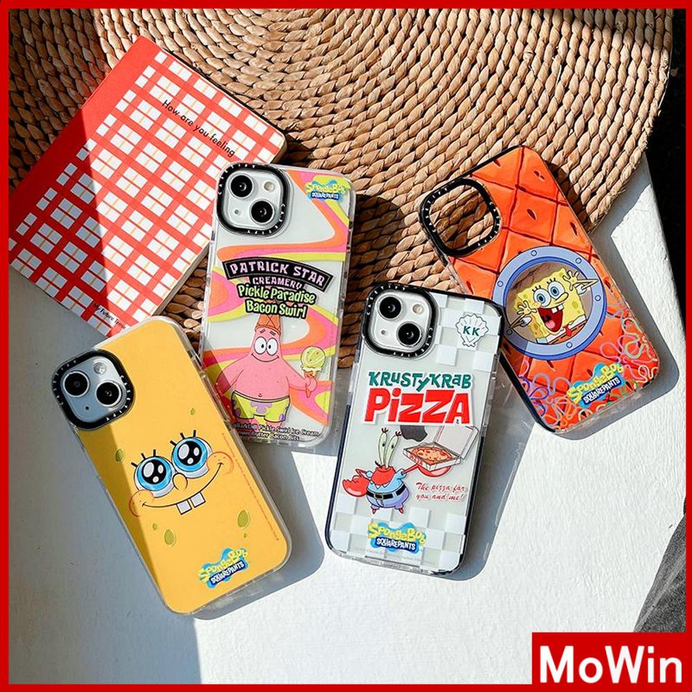 Soft Case Silikon Tebal Transparan Shockproof Motif SpongeBob SquarePants Untuk iPhone 13 Pro Max 12 Pro Max 11 7 Plus