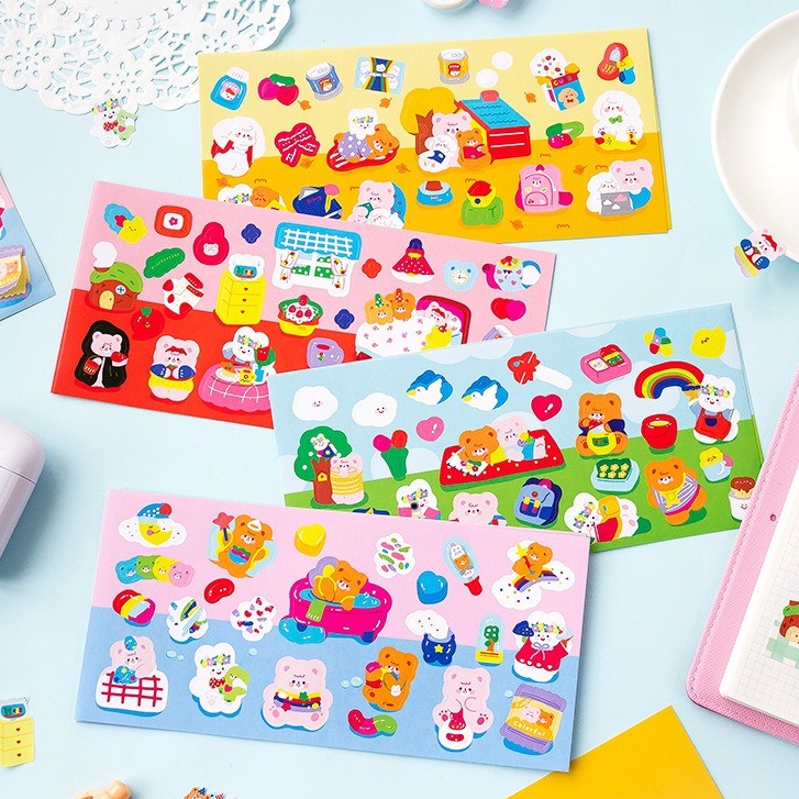 

SHINSDAY Sticker DIY Bear and Bunny Decorative Diary