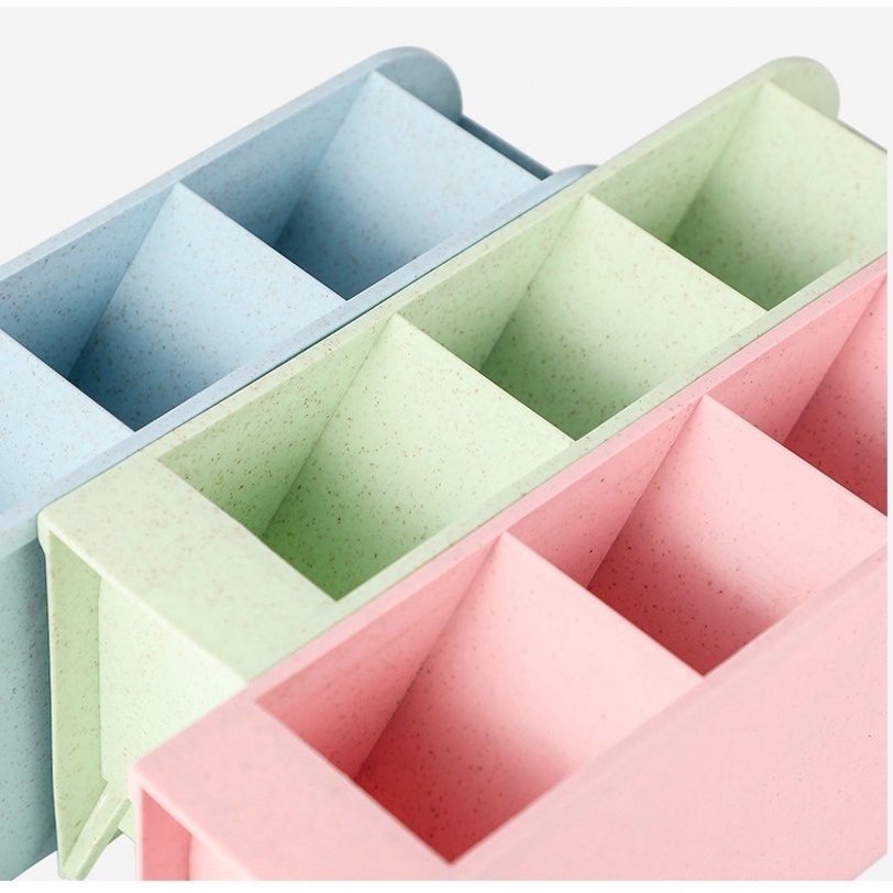 [1Pcs INS Creative Obliquely Inserted Pen Holder Storage Boxes] [Transparent Multi Grid Makeup Brush Separated Organizer Boxes]