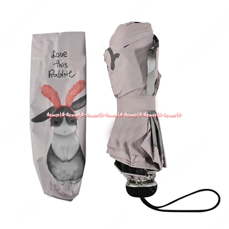 Susino Payung Lipat Uv Grey Bunny Umbrella Traveling Motif Gambar Kelinci Rabbit Suseno