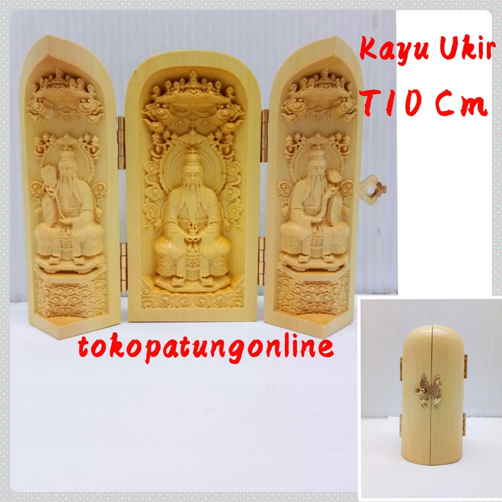 Patung Sam Ceng Kau Cu Ukir Kayu