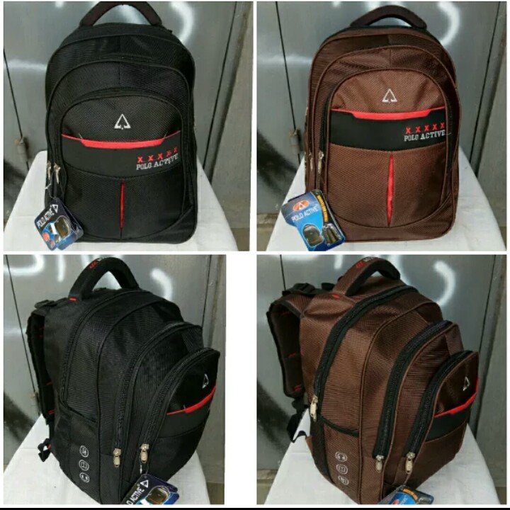 polo aktive tas ransel pria tas punggung backpack tas fashion pria + rain cover