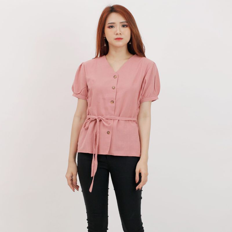 Atasan Polos BV RA-4A /Blouse Polos Bahan Linen HQ