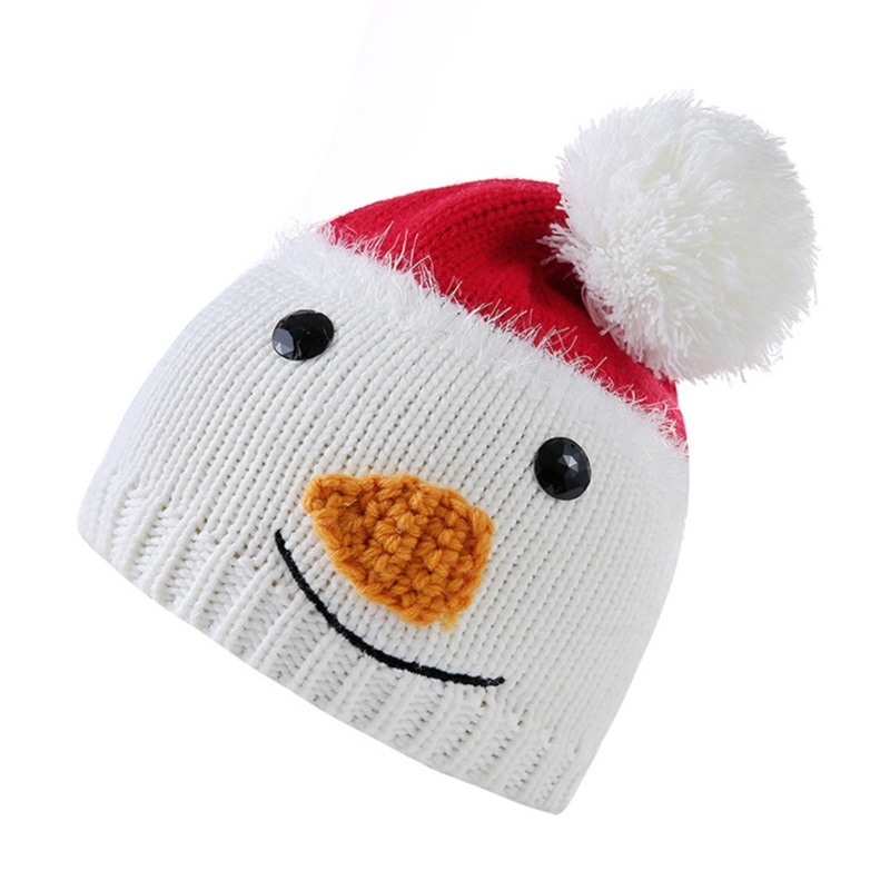 Topi Beanies Rajut Musim Dingin Bentuk Kartun Snowman Untuk Anak