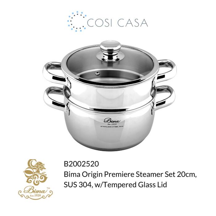 Panci Bima Origin Premiere Steamer Set 20Cm, Sus 304, W/Tempered Glass Lid