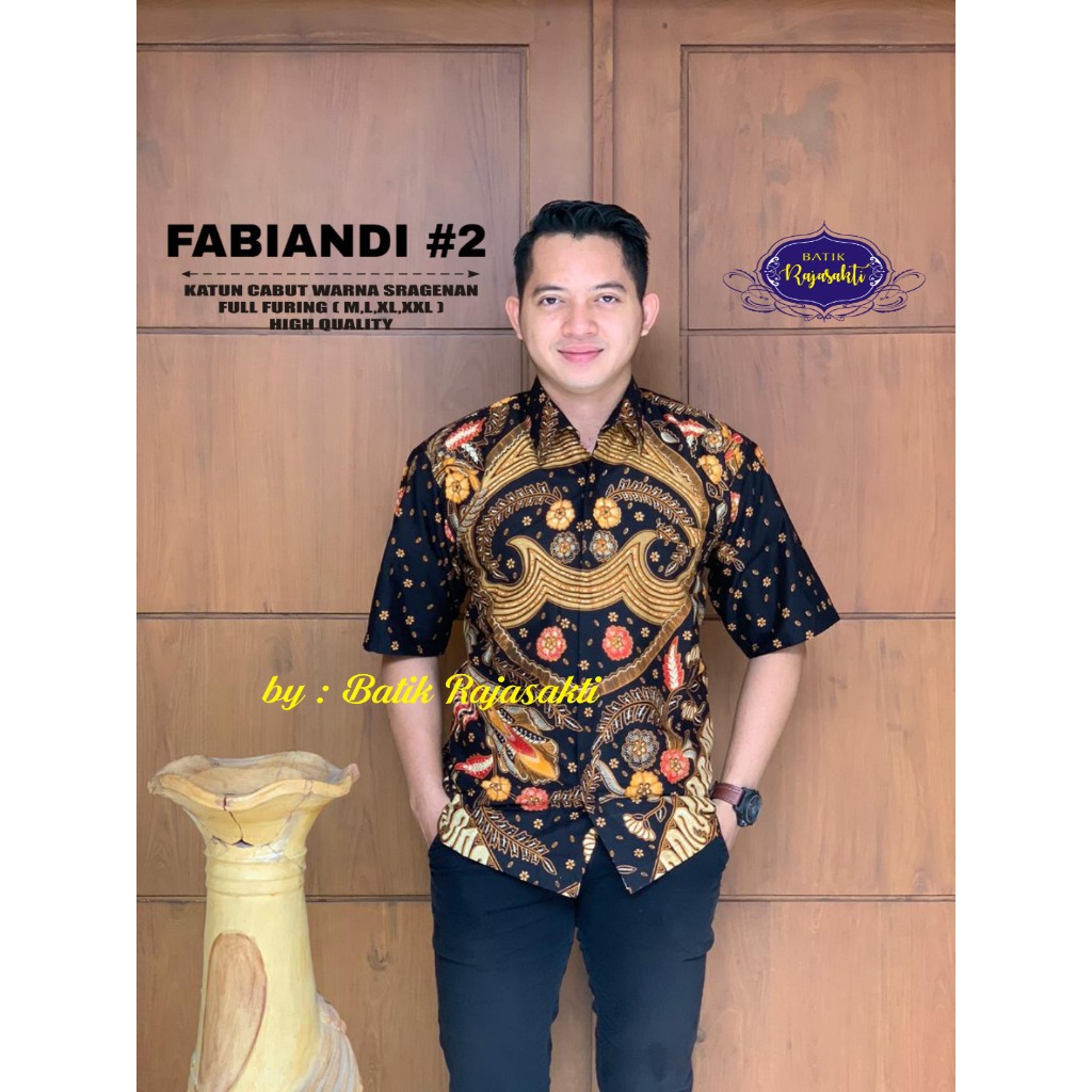 FABIANDA 2 Kemeja Batik Pria Lengan Pendek Katun Halus FULL FURING Rajasakti