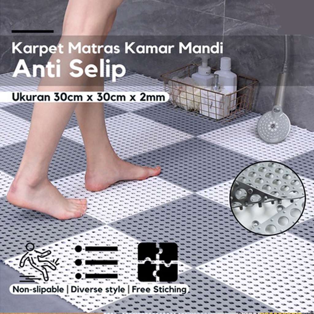 BRGUNIK Karpet Kamar Mandi Anti Licin 30x30CM / Keset Lantai Anti Slip Polkadot Dapur Mat Non-Slip R301