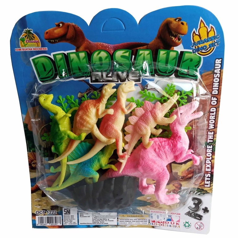 Set Miniatur 6 pcs Jurassic Dino Karet Multiwarna