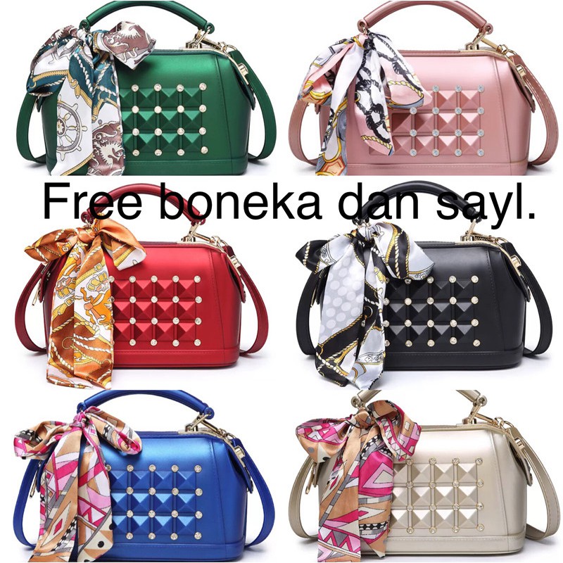 Tas Jelly Doctor Tas import Tas wanita Doctor Stud diamond