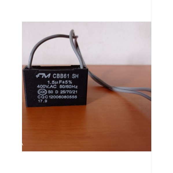 Kapasitor Kipas Angin 1.5uf- 400V , 450V Kabel Hitam