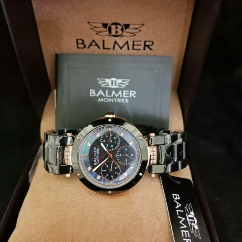 jam tangan balmer 7937 wanita original rantai full keramik chrono tgl hari