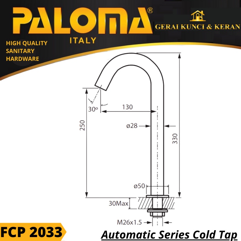 PALOMA FCP 2033 KERAN KRAN AIR SENSOR OTOMATIS WASTAFEL CUCI TANGAN