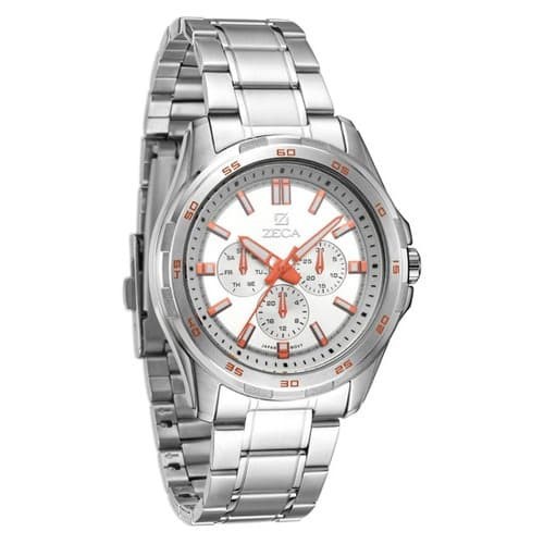 jam tangan pria ZECA 232 m silver chronograph original