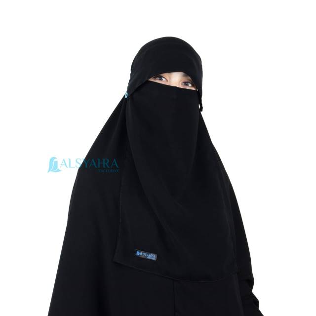 NIQAB PONI KANCING RAUDHAH SIFON JETBLACK ALSYAHRA EXCLUSIVE